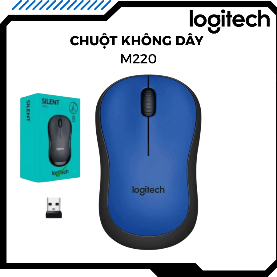 Chuột Không Dây M220 Logitech M221 Click Silent – Giảm Ồn, nhỏ gọn - Độ Nhạy Cao