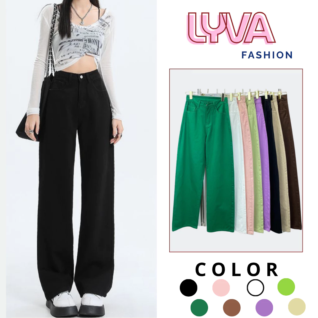 Quần Suông Dài Nữ Cạp Cao Hách Dáng – Quần Kaki Ống Suông Trơn Nhiều Màu Trẻ Trung - LyVa Fashion