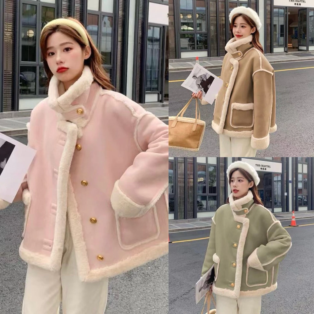 𝐂𝐡𝐚𝐫𝐥𝐨𝐭𝐭𝐞.𝐨𝐝_ Áo Khoác Da Lộn Lót Lông Cừu Siêu Ấm Dáng Rộng Hàng Loại 1