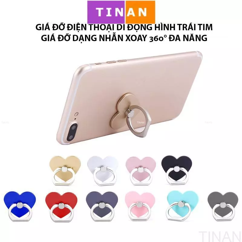 Giá đỡ điện thoại di động hình trái tim, Giá đỡ dạng nhẫn xoay 360° đa năng