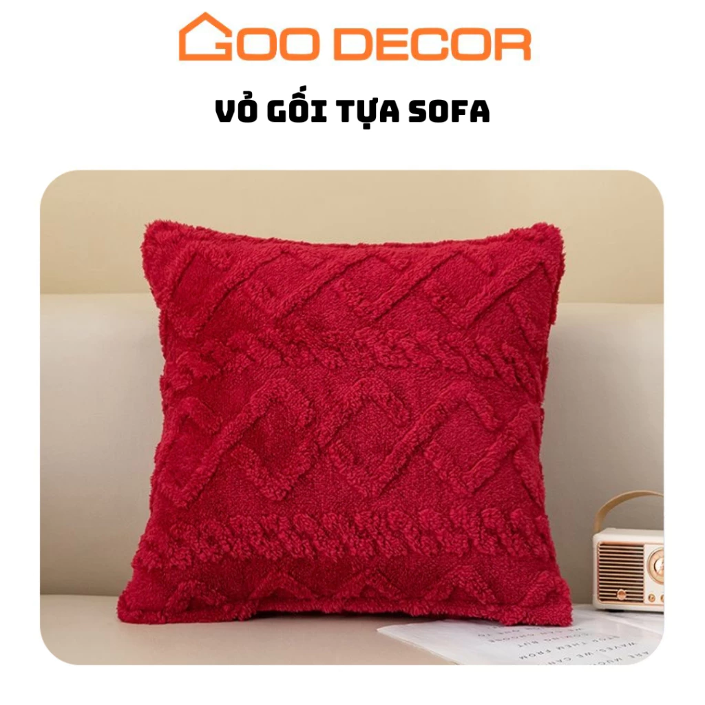 Vỏ gối sofa vải lông cừu, bọc gối tựa sofa 40x40 hình vuông - GOO Decor