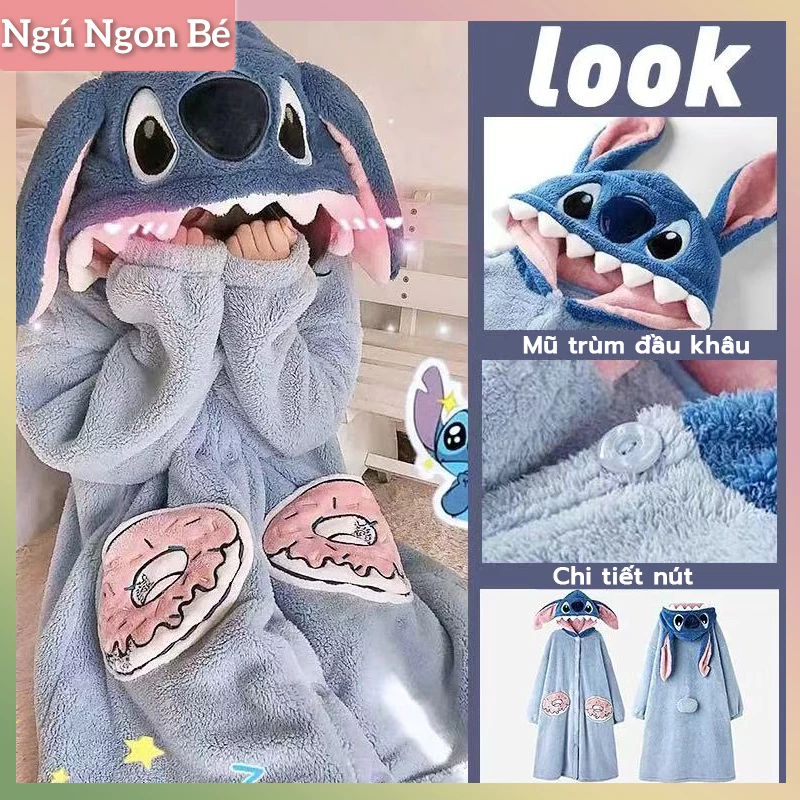Bộ Đồ Ngủ Stitch, Hàng Mới Về Năm 2025, Dành Cho Nữ, Váy Ngủ Mùa Đông, Làm Bằng Lông Cừu San Hô,Stitch