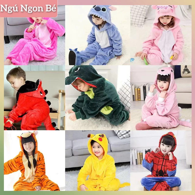 ✨Bộ Đồ Ngủ Liền Thân Hóa Trang Khủng Long Hoạt Hình Dành Cho Bé,bộ đồ liền thân nhiều màu cho bé Trai bé Gái loại