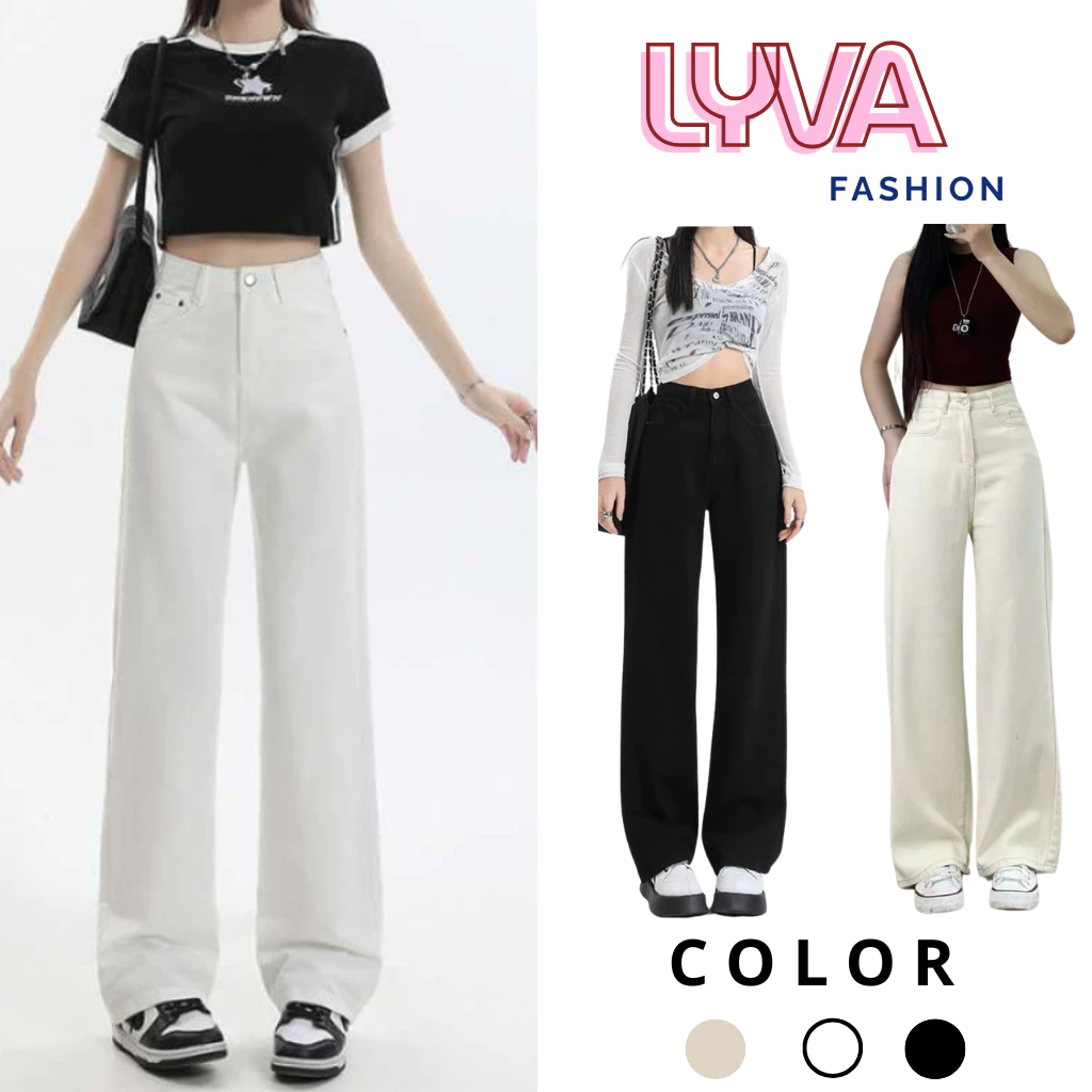 Quần Kaki Nữ Ống Suông Cạp Cao Trơn – Quần Suông Nữ Lưng Cao Hack Dáng Màu Đen, Trắng, Be - LyVa Fashion