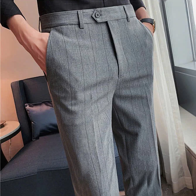 Quần Tây Nam Kẻ Cao Cấp Atrastino cạp chun co giãn chất vải COTON SPANDECK Co Dãn Thỏa Mái ,Không Nhăn, Không Xù QA006