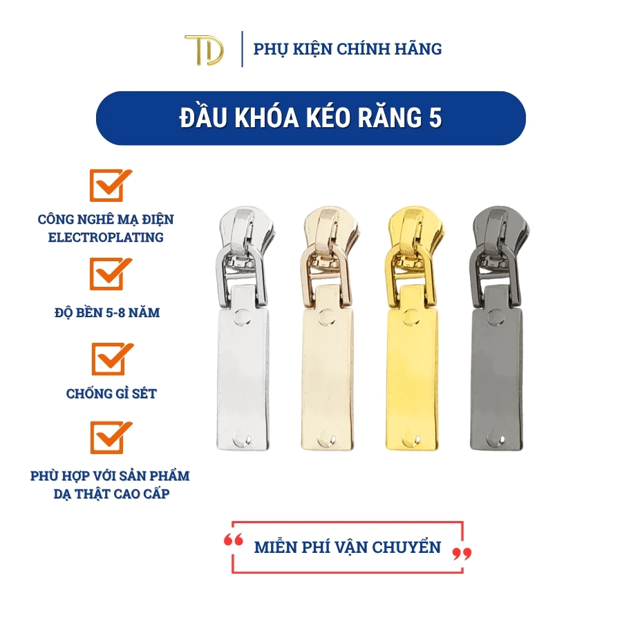 Set 5 đầu khóa kéo túi xách, đầu khóa kéo thay thế, đầu khóa kéo balo, quần áo răng 5 độ bền 5-8 năm