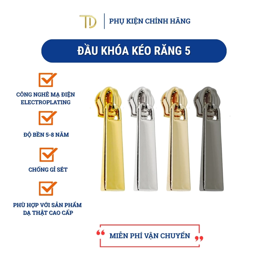 Set 5 đầu khóa kéo túi xách, đầu khóa kéo thay thế, đầu khóa kéo balo, quần áo răng 5 độ bền 5-8 năm