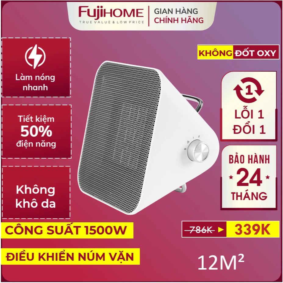 Quạt sưởi gốm không khô da FUJI Nhập Khẩu, máy sưởi ấm điện mini cầm tay không đốt oxy cho em bé