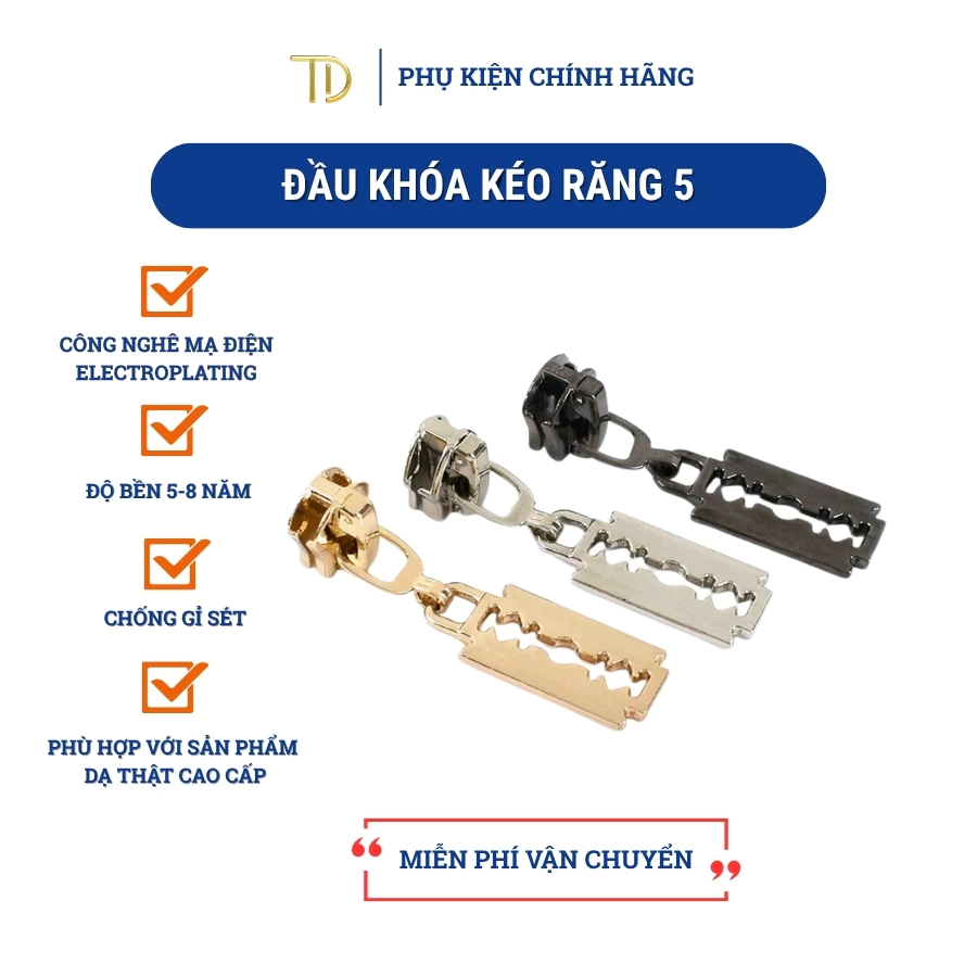Set 5 đầu khóa kéo túi xách, đầu khóa kéo thay thế, đầu khóa kéo balo, quần áo răng 5 độ bền 5-8 năm