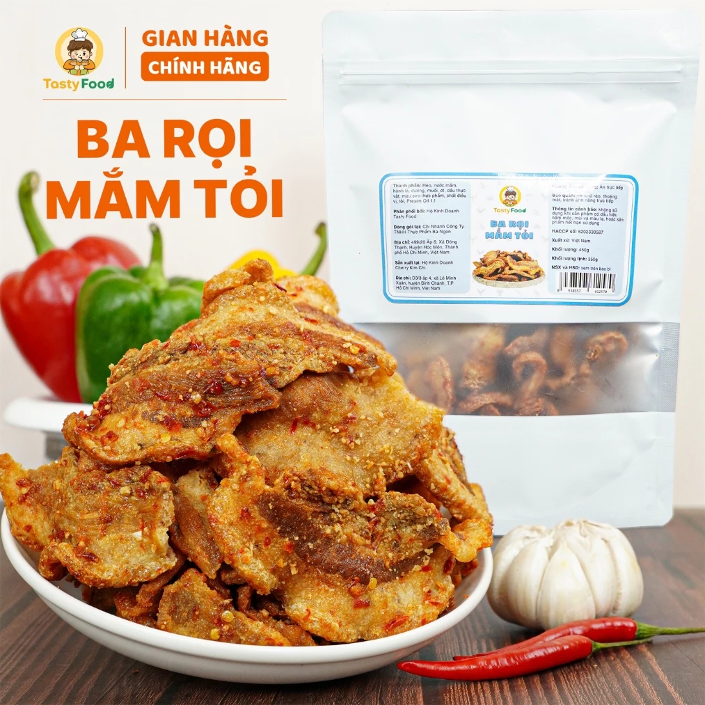Ba rọi mắm tỏi Tasty Food - Túi zip 500g - Hút chân không
