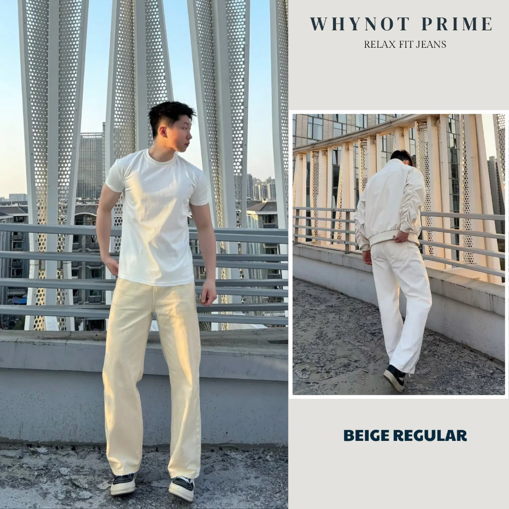 Quần Jean Kaki Nam Ống Suông Đứng Màu Be WN PRIME, Quần Bò Nam Nữ Form Suông Rộng Có BigSize