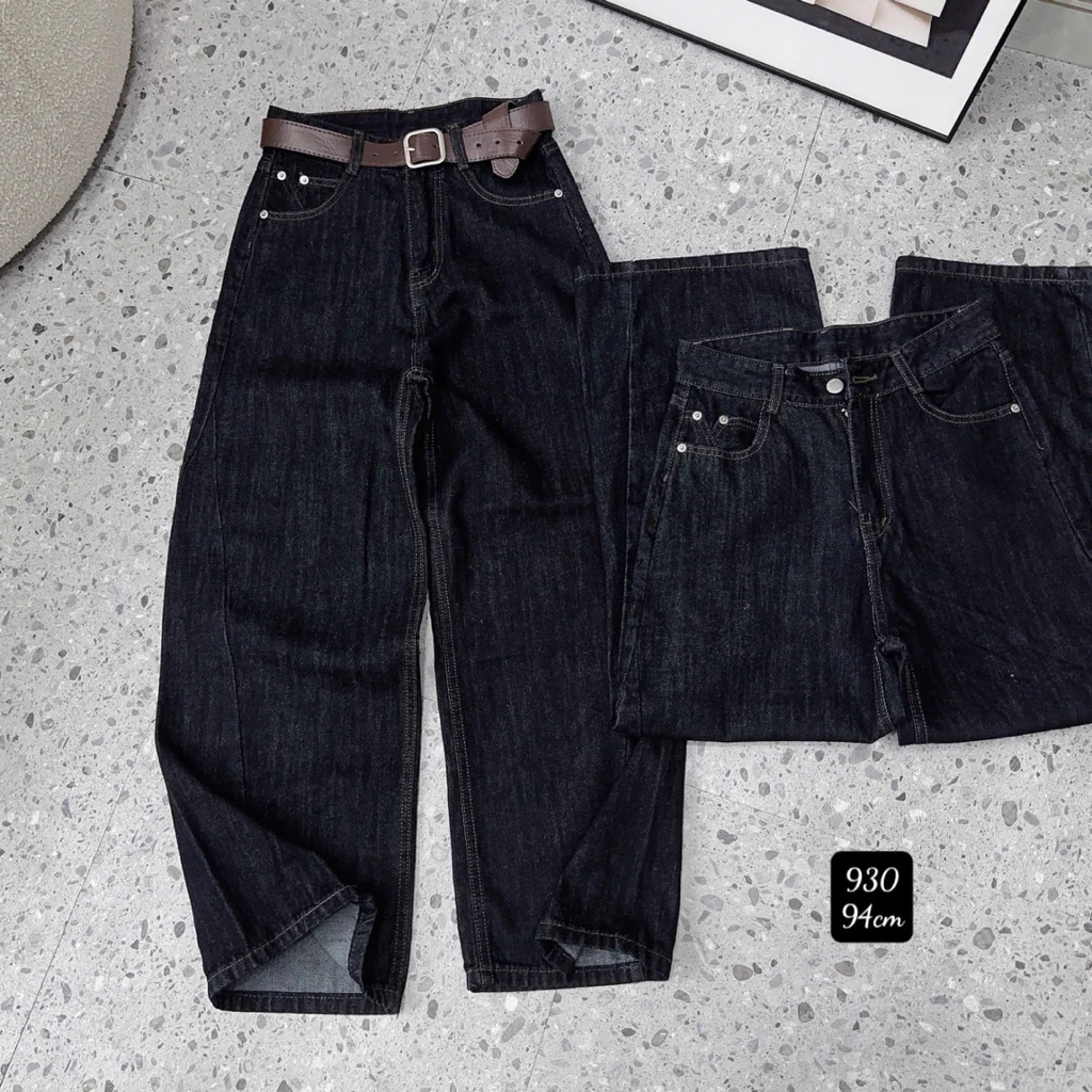 (95cm) Quần jean nữ suông nấm trơn bacsic . Jean ko giãn . Đủ Size S/M/L ( quần suông nấm ) 7400