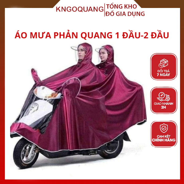 Áo mưa phản Quang đi xe máy 1 người và 2 người , kính chắn mưa