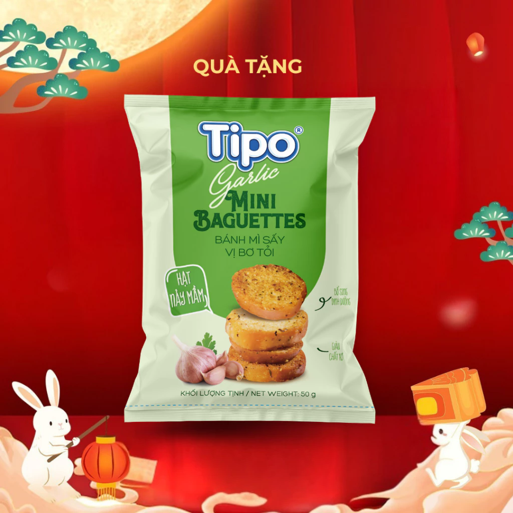(HÀNG TẶNG KHÔNG BÁN) Bánh mì sấy Bơ tỏi Tipo 50g Hữu Nghị dinh dưỡng, ngon giòn