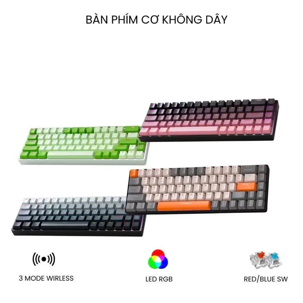 Bàn phím có dây mini  61 Tiroshi phím cơ sử dụng led 7 màu, bàn phím rút gọn sử dụng chơi game và làm việc chuyên dụng