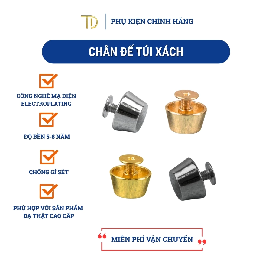 Set 4 cái chân đế túi xách, chân nấm gắn đế túi xách kim loại handmade 12mm cao cấp không gỉ