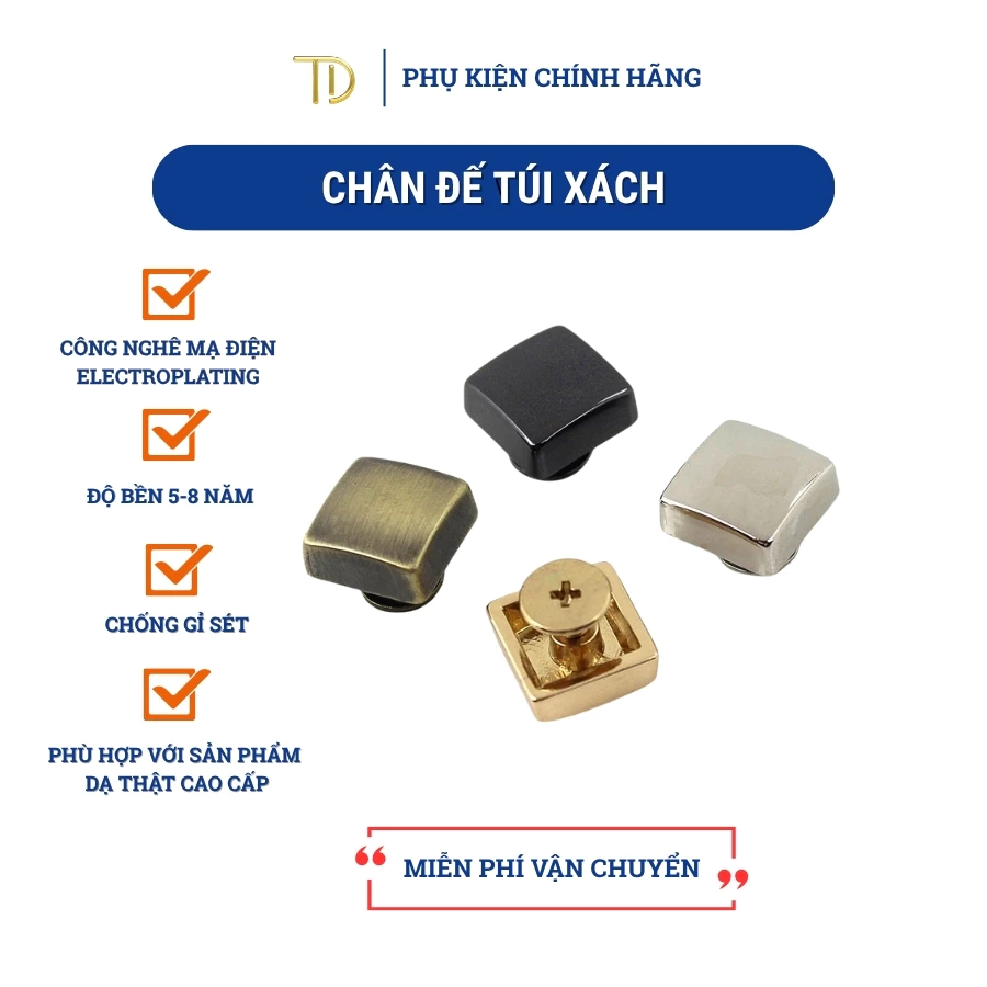 Set 4 cái chân đế túi xách, chân nấm gắn đế túi xách kim loại handmade 12mm cao cấp độ bền 5-8 năm