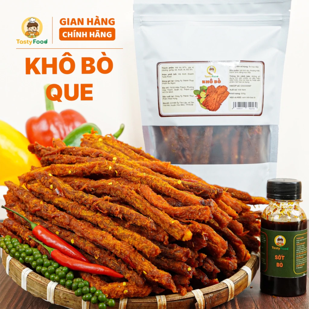 Khô bò que Tasty Food - Túi zip 500g