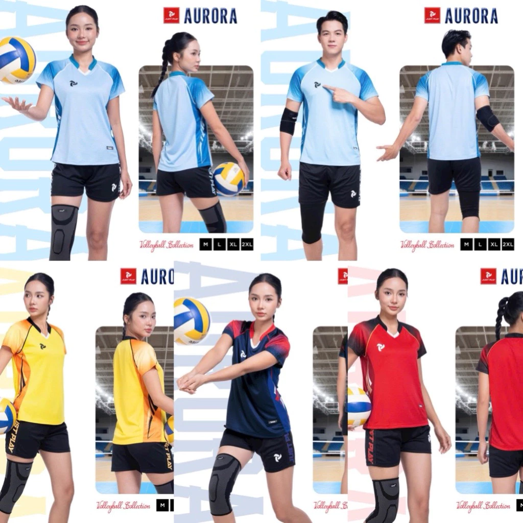 Bộ quần áo bóng chuyền nam nữ Jusplay Aurora chất vải co dãn , thoáng mát, hoạ tiết tay ấn tượng