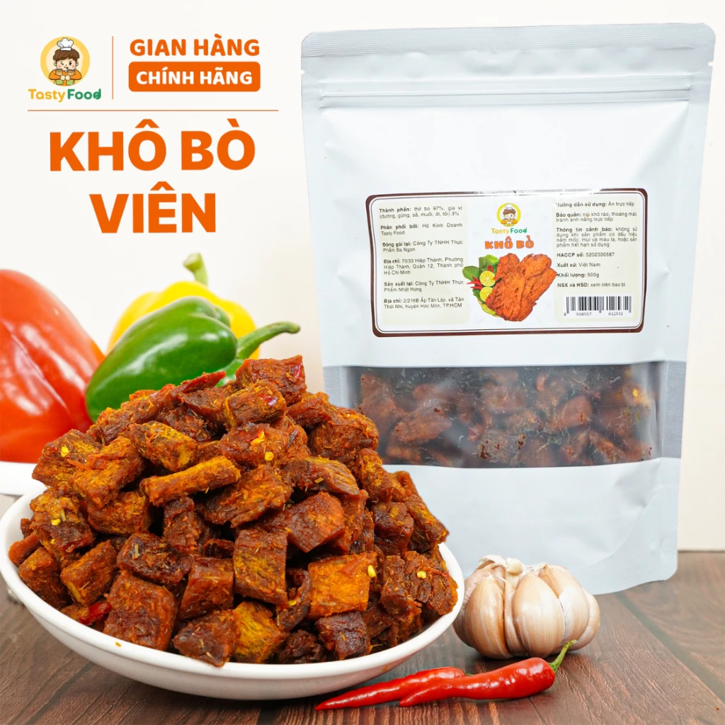 Khô bò viên Tasty Food - Túi zip 500G