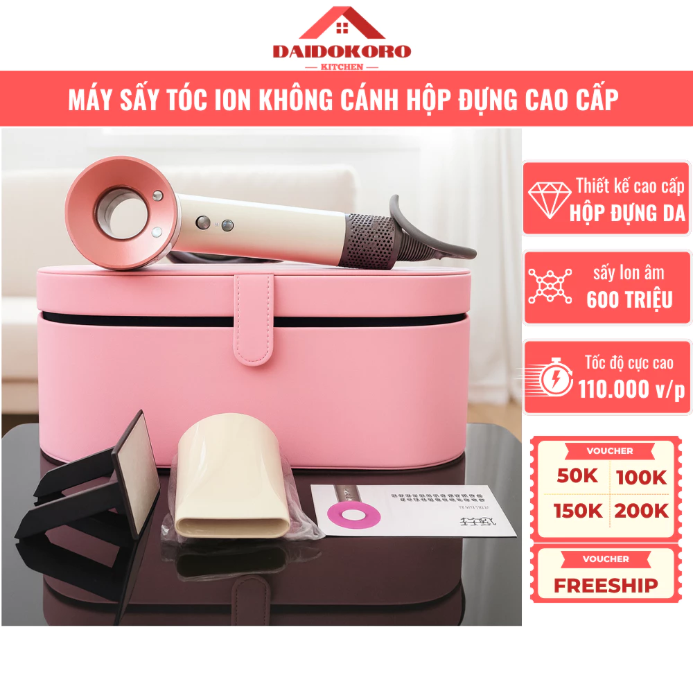 Máy Sấy Tóc Ion Cao Cấp [Kèm Hộp Da] Tạo 600 Triệu Ion, Tốc Độ Sấy 110.000 vòng/p, Kiểm Soát Nhiệt