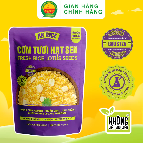 Cơm Tươi Hạt Sen AK Rice 150g Từ Gạo ST25 Thơm Ngon Mền Dẻo