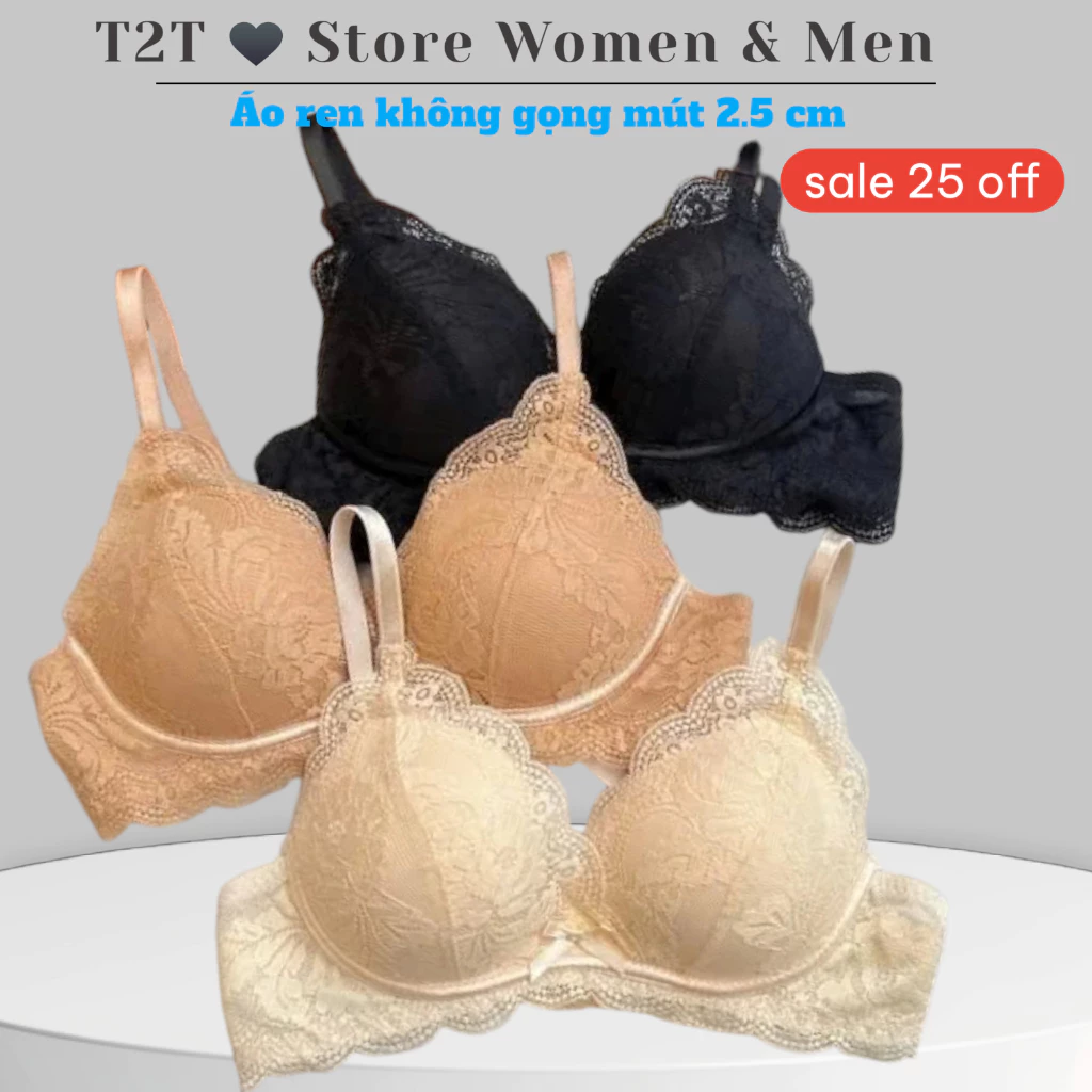 [TOP ÁO KHÔNG GỌNG BÁN CHẠY] Áo Lót Nữ Đệm Mỏng Không Gọng Dáng Vát Ôm Ngực Mút 2.5 cm vân cánh tiên mang lại cảm giác t
