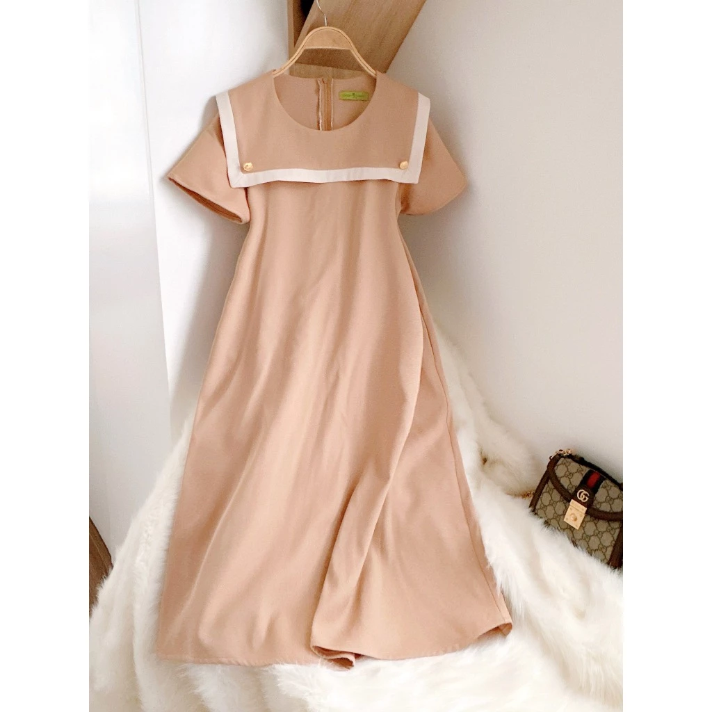 Đầm váy bầu thiết kế MAMI MS165 thiết kế dáng suông A công sở có túi 2 bên dáng dài  thái chéo cao cấp