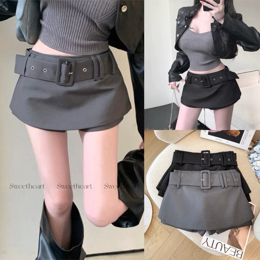 𝐂𝐡𝐚𝐫𝐥𝐨𝐭𝐭𝐞.𝐨𝐝_ Chân Váy Chữ A Lưng Cao Ôm Sát Kèm Đai Cá Tính
