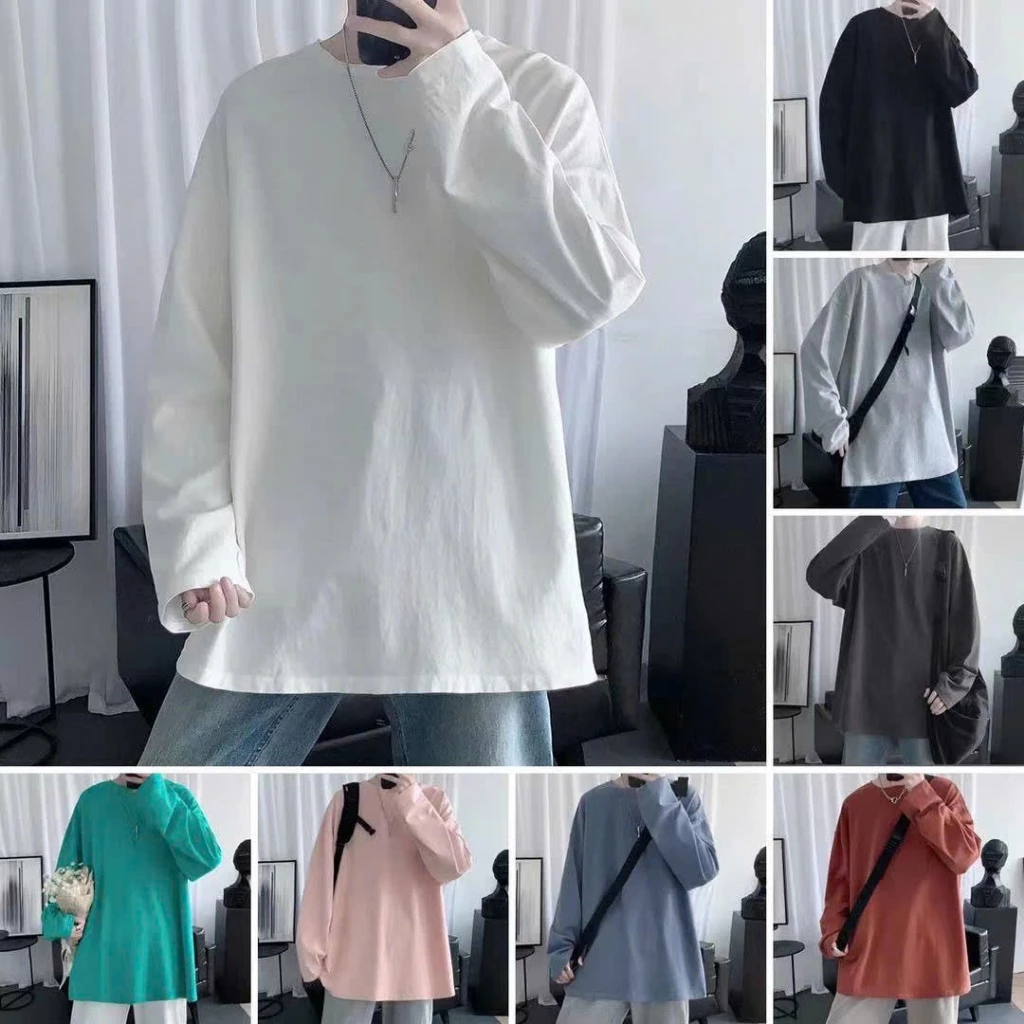 Áo thun T-shirt dài tay full màu bassic local brand, Áo phông dài tay cổ tròn UNISEX nam nữ Cotton oversize form rộng