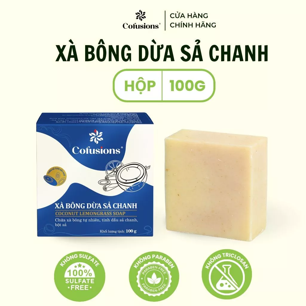 [NHÃN MỚI CFS] Xà bông dừa sả chanh Cofusions - Hộp 100g