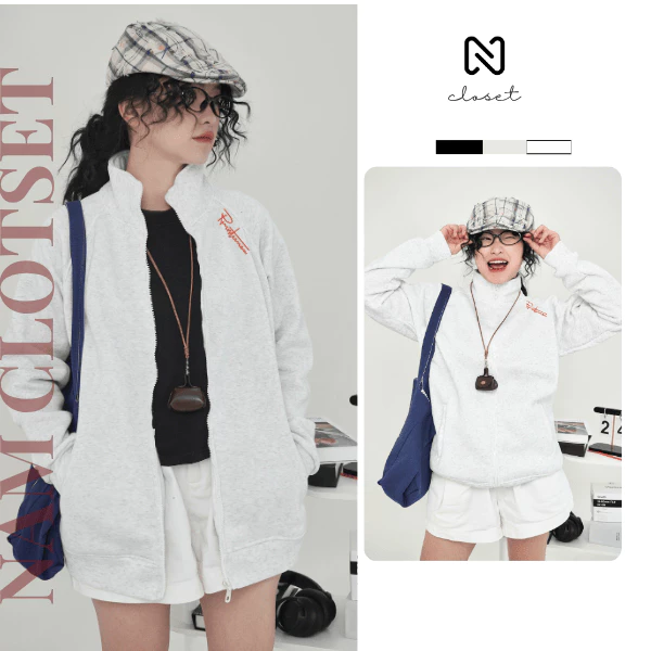 Áo khoác nỉ zip thêu chữ ký nam nữ unisex chất nỉ bông dày dặn, áo khoác hoodie zip NHZ22