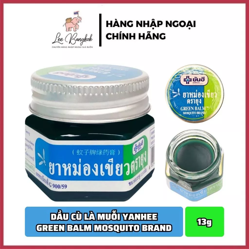Dầu Cù Là Bôi Muỗi Đốt Yanhee Green Balm Mosquito Brand Giảm Sưng Vết Muỗi Cắn, Xua Đuổi Muỗi Cho Bé Thái Lan 13g