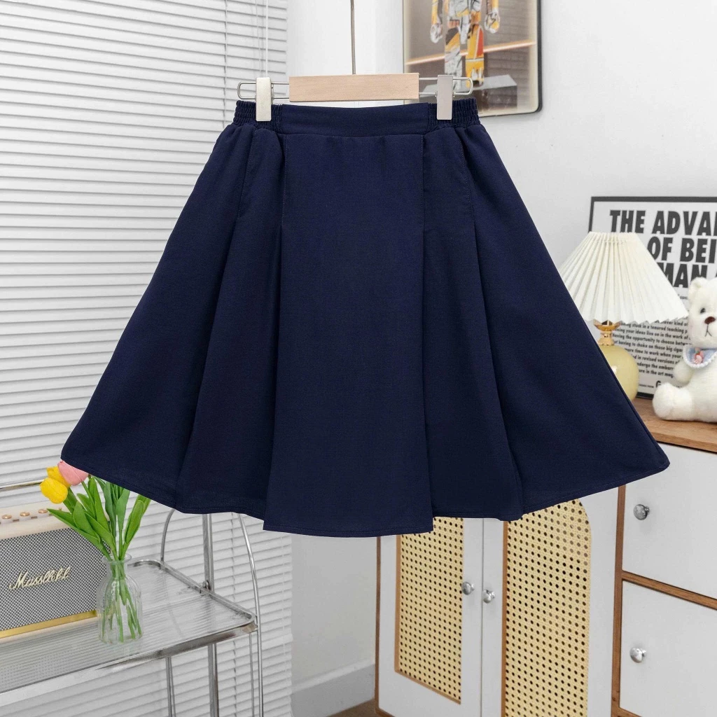(Vải lụa Vitex) Chân váy học sinh bé gái tiểu học cấp 1 có quần bảo hộ trong, chất cotton lụa mềm thoải mái