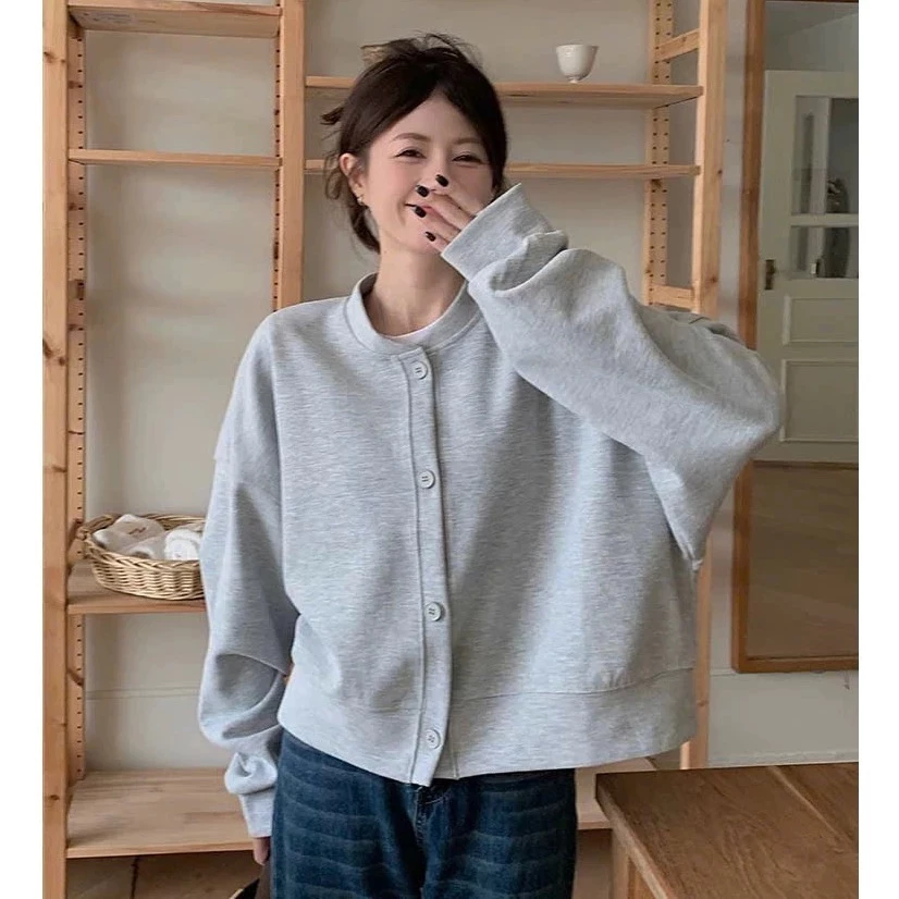 Áo Khoác Tiểu Thư Cài Cúc Chất Nỉ Ngoại,Áo Cardigan Nỉ Dáng Ngắn Chất Liệu Mềm Mại Dễ Mix Đồ Mẫu Mới