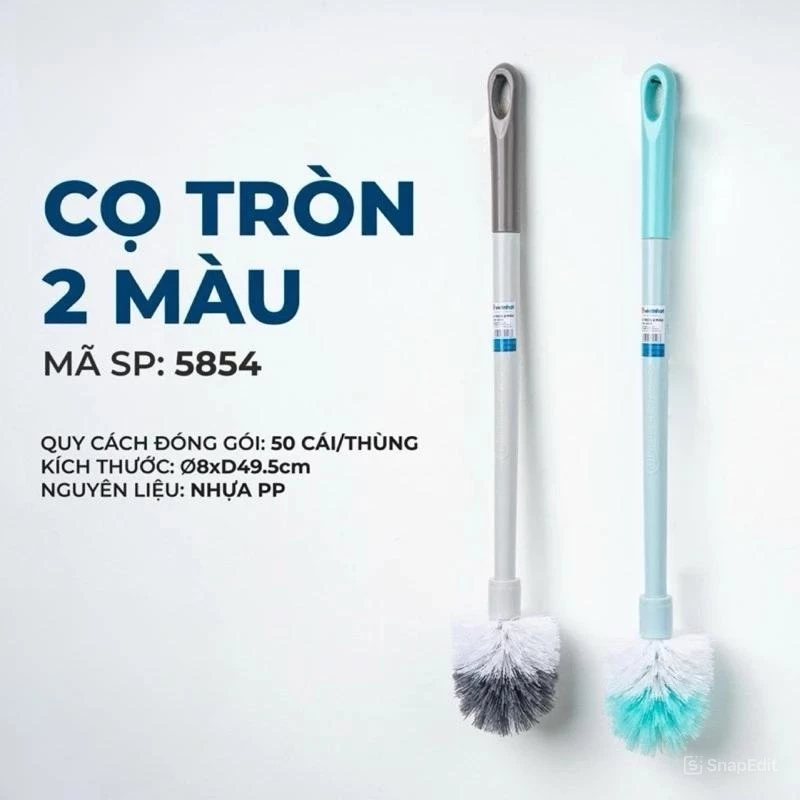 [Top Value] Cọ Toilet Cao Cấp Đầu Tròn 2 Màu Việt Nhật Mẫu Mới, Cây Cọ Bồn Cầu Nhựa Nguyên Sinh (5854)
