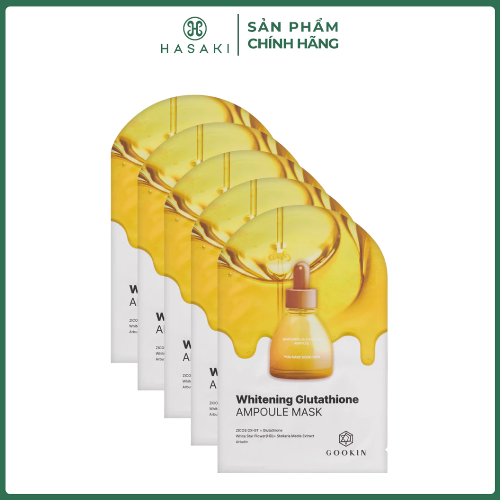 [DEAL SỐC] Combo 5 Mặt Nạ Gookin Glutathione Sáng Da Đều Màu 30ml Hasaki Chính Hãng
