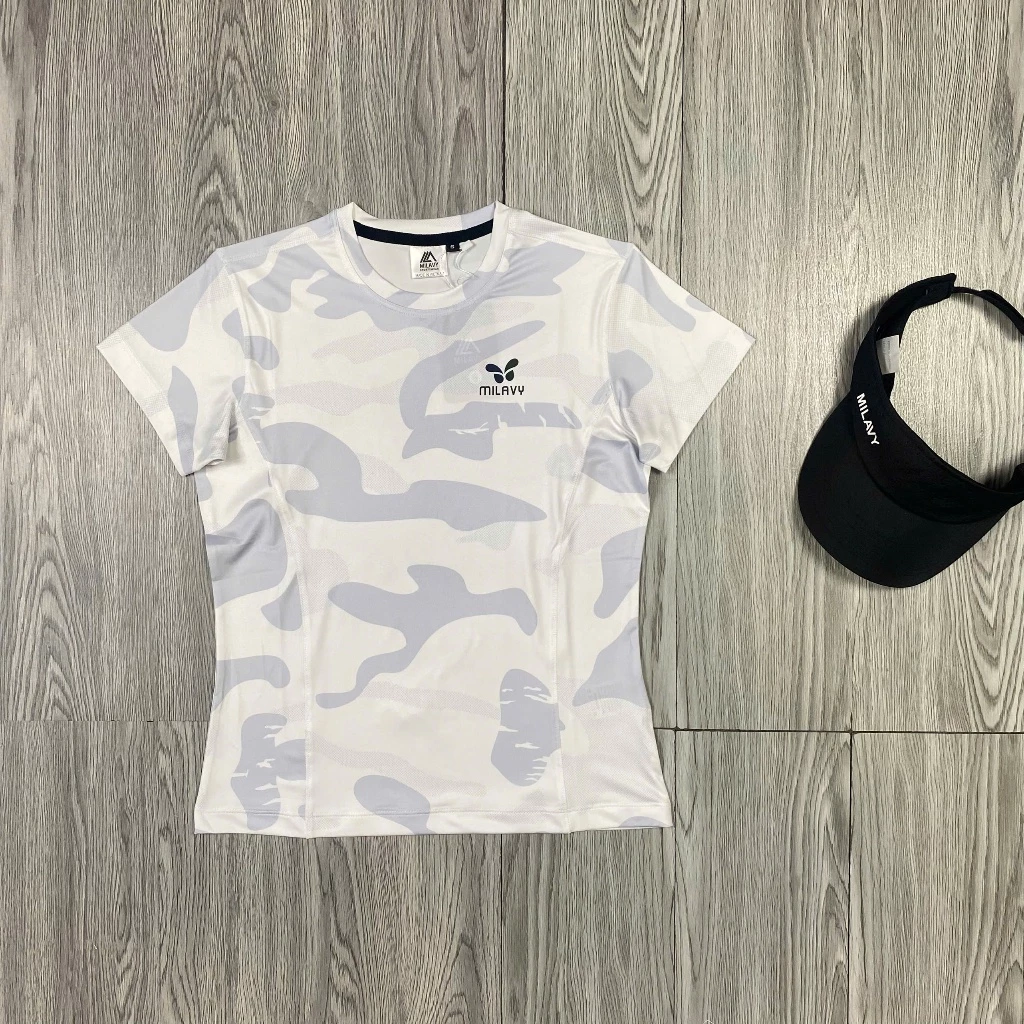 Áo Thể Thao Nữ Tay Ngắn MILAVY CAMO Màu Pastel Nhẹ Nhàng, Năng Động, Vải Thun Lạnh Mát Mịn Tập Gym, Yoga,Tennis - AML16