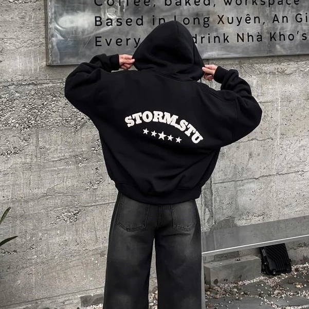 Áo Khoác Hoodie Zip Nam-Nữ STORM_STUDIO In Dập Nổi Cao Cấp Chất Nỉ Dày Dặn Chuẩn From Dáng FORM BOXY size 35-75 Kg