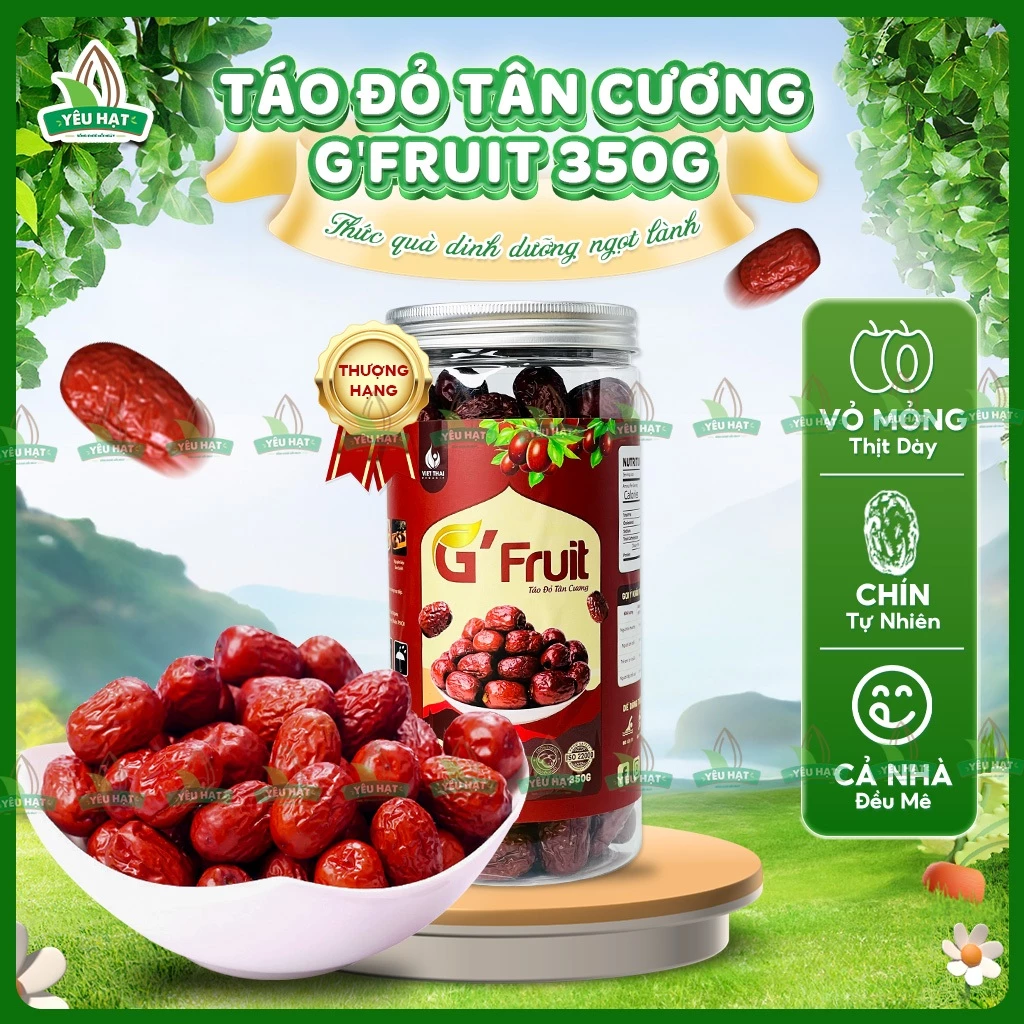 [TÁO VIP] Táo đỏ Tân Cương G'Fruit Khô Tự Nhiên Vỏ Mỏng Ngọt Thanh Ăn Vặt Nấu Chè Chưng Yến Yêu Hạt