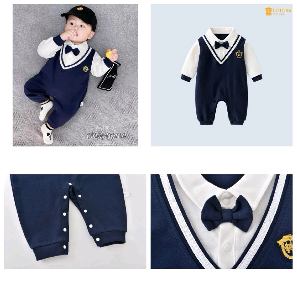 Body vest  công tử  dài tay cho bé trai thu đông từ 4_15kg chất cotton mềm mịn bososinh