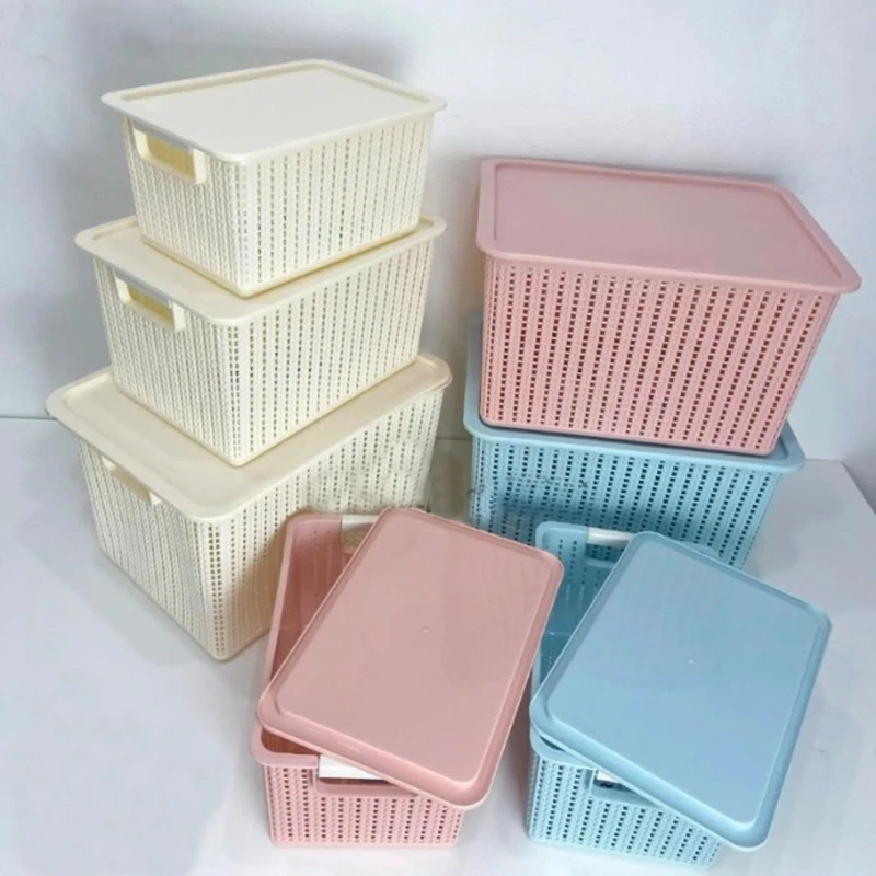 Giỏ nhựa có nắp 3 size Việt Nhật, Giỏ đựng đồ đa năng tiết kiệm không gian nhà bếp phòng khách 3415 NEOSU