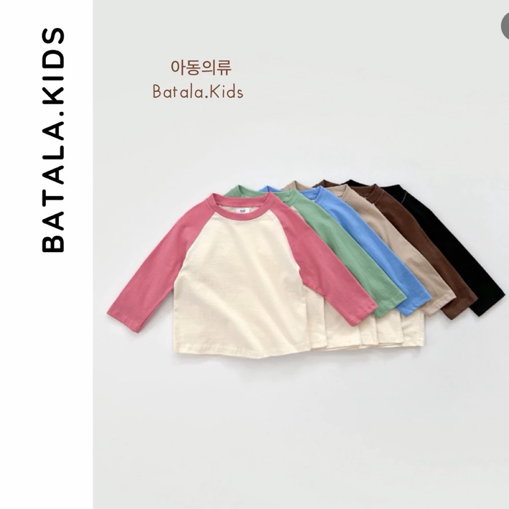 n dài tay thu đông Batala kids, ÁO DÀI TAY RAGLAN PHỐI  6 MÀU cho bé trai bé gái từ 10-25kg