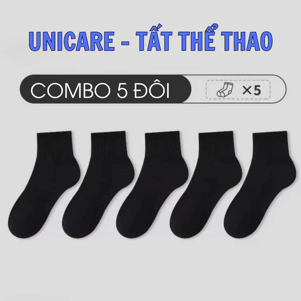 [Combo 10 Đôi] Tất Vớ Cổ Cao Unisex UNICARE – Cotton Dày Dặn Thoáng Khí – Vớ Nam Nữ Đi Học Chạy Bộ Không Hôi Chân