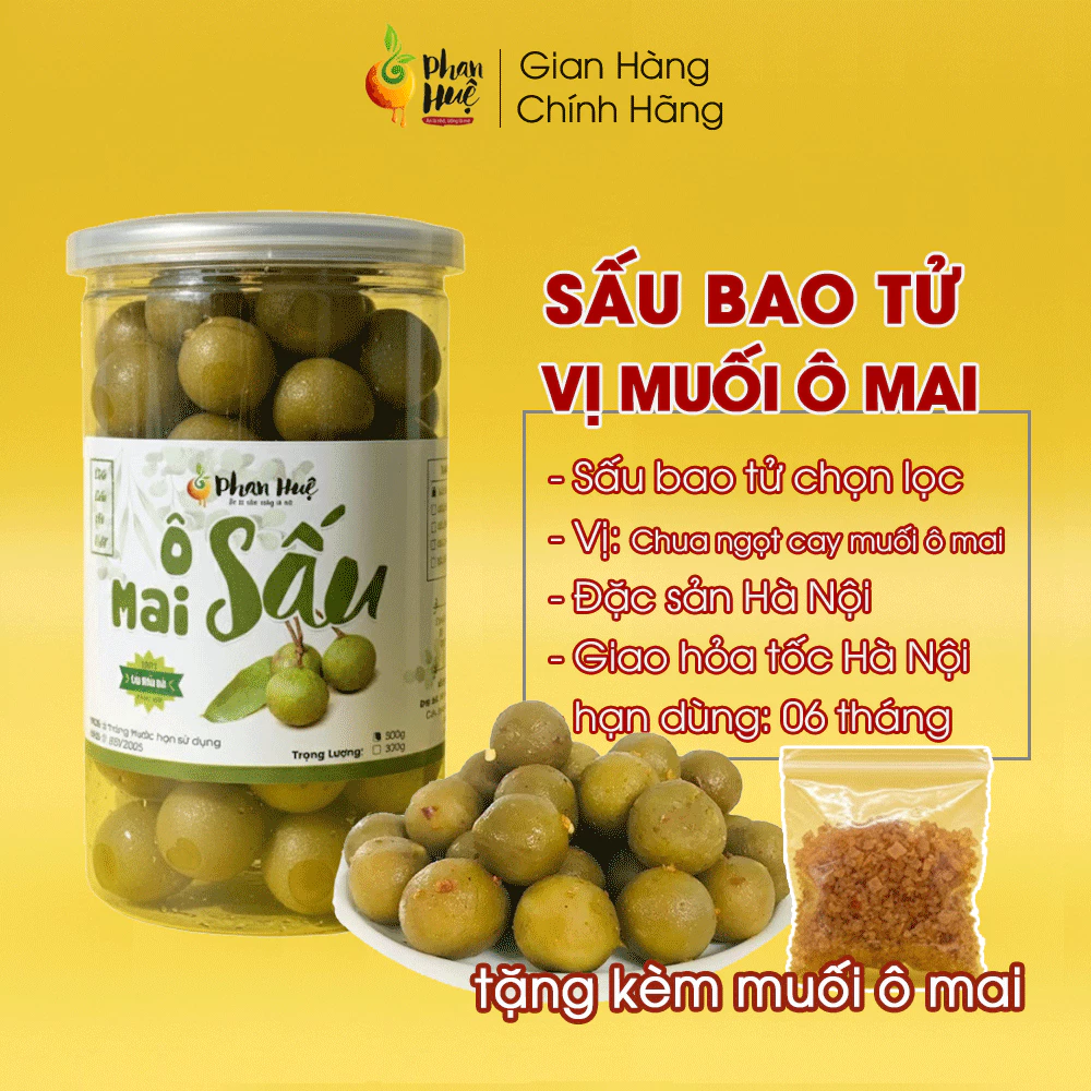 Sấu bao tử giòn vị ô mai Phan Huệ 500g.Vị giòn chua cay mặn ngọt đặc sản Hà Nội
