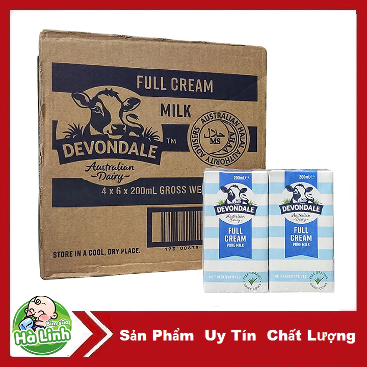 [Date 02/2027] Sữa tươi Devondale nguyên kem 200ml (24 hộp/thùng)