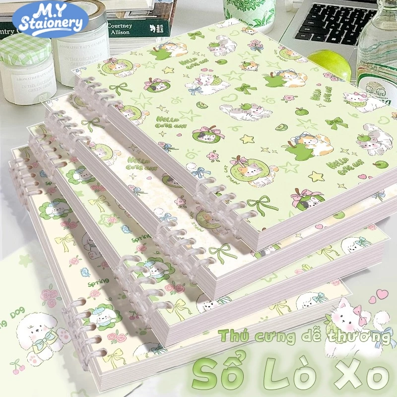 【NEW🔥】Sổ còng A5/B5 thay được giấy kẻ ngang 120trang 80gsm M.Y Khuyết Còng Không Đau Tay Táo Xanh Pet sổ ghi chép