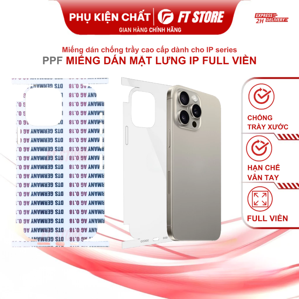 Dán PPF mặt lưng cho IP đến 17 PRM Full viền cao cấp chống trầy xước, hạn chế vân tay