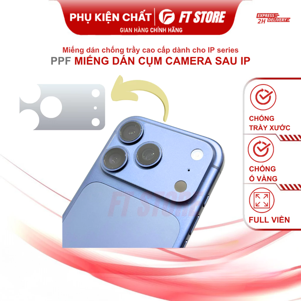 Dán PPF xung quanh viền mặt sau cụm camera IP Seri 17 Pro, 17 PRM, Chống trầy xước