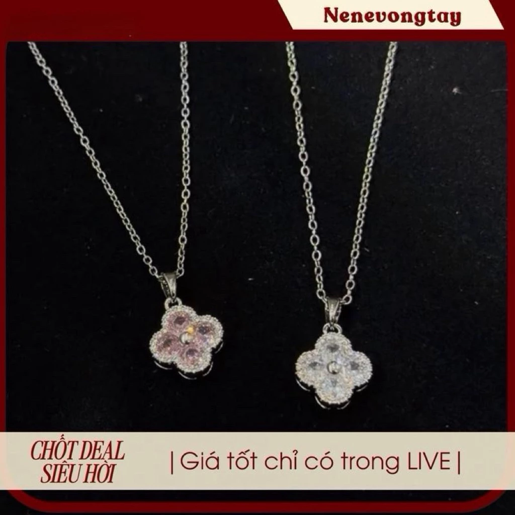 Dây chuyền Aurora 4 lá - thép mạ bạc- bst dây chuyền Nữ - Trang Sức Vòng Cổ